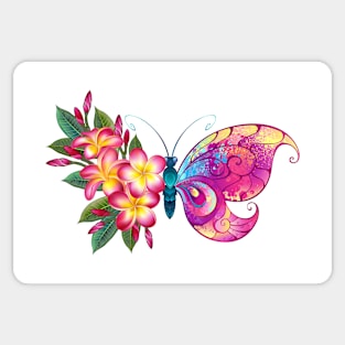 Painted butterfly with plumeria Sticker